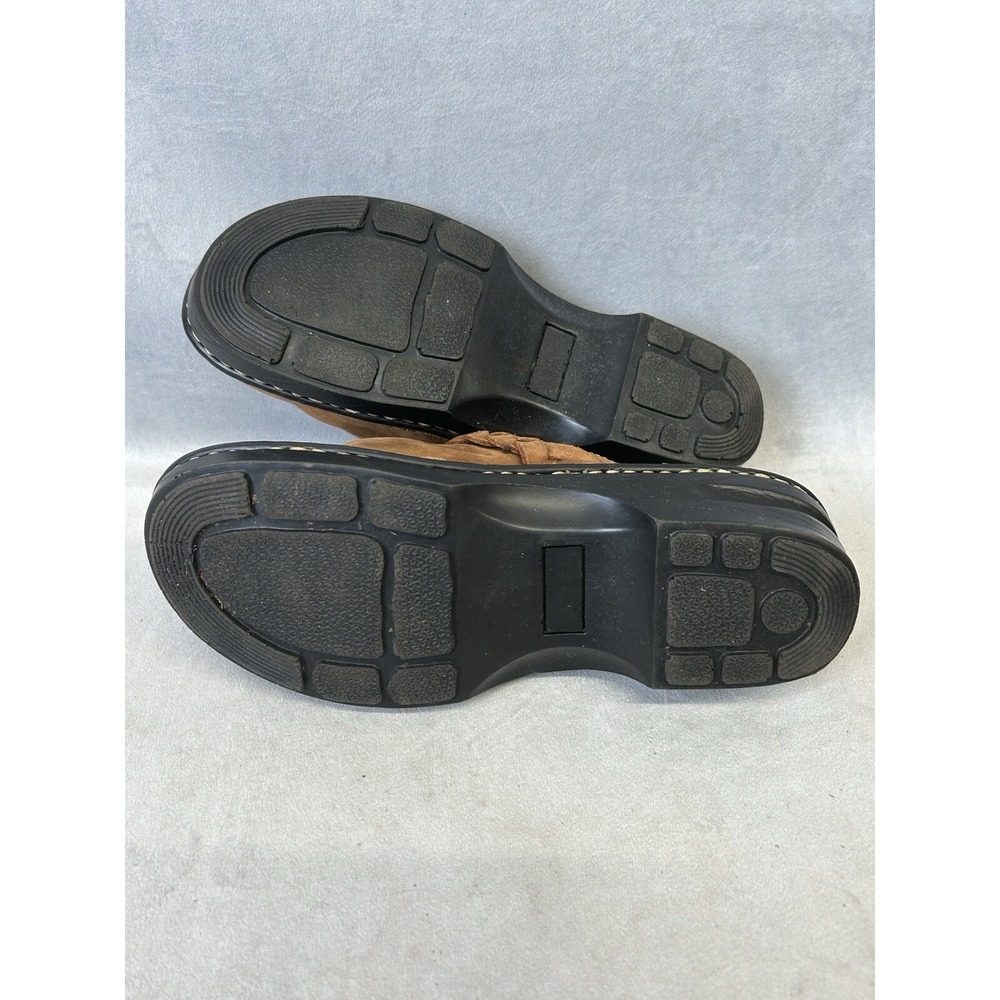 GNW Clogs Sandals Slide On Size 8 Medium Spruce Brown Tan Leather Buckle Cute - Picture 8 of 10